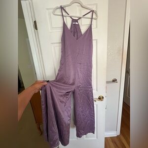 Lunya washable silk elastic strap jumpsuit - Soft Purple